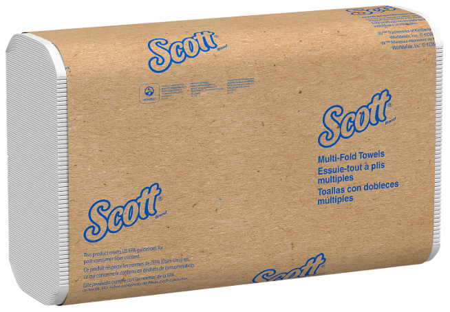 PAPER TOWELS, MULTIFOLD, WHITE, 1-PLY, SCOTT ESSENTIAL, RECYCLED, 250 SHEETS/PK, 16 PACKS/CT (01804) MAIN